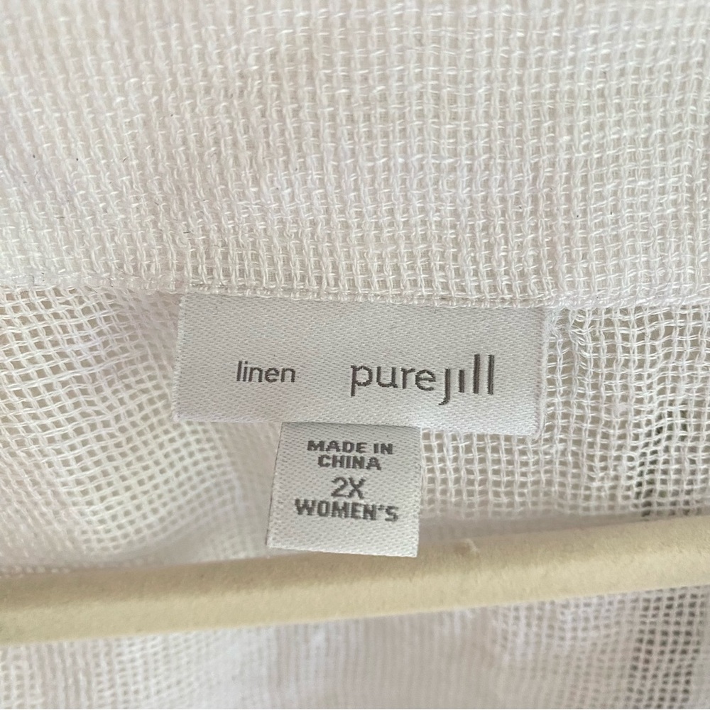 Pure Jill J. Jill Oversized Linen Gauze Gradient Tee - White to Light Blue 2X - Picture 4 of 7